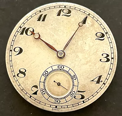 Antique Movado Pocket Watch Movement Parts/Repair Dial Hands 12s 15j 39mm Swiss • $69.95