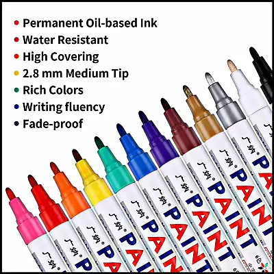 £2.39 • Buy Acrylic Permanent Paint Marker Pens For Glass Plastic Fabric Stone Wood Tyre Car