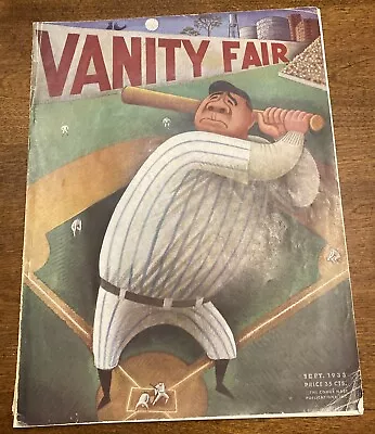 Sept 1933 VANITY FAIR MAGAZINE-The “BABE” RUTH COVER-Original! Very Rare VG Cond • $99.99