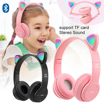 £9.99 • Buy Wireless Cat Ear Headphones Bluetooth Headset LED Lights Earphone For Kids Girls