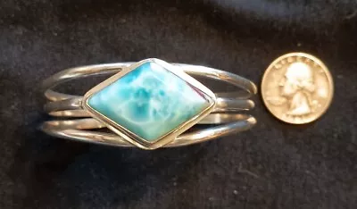 Ocean Blue Larimar 925 Sterling Silver Fine Jewelry Gemstone Cuff Bracelet • $55