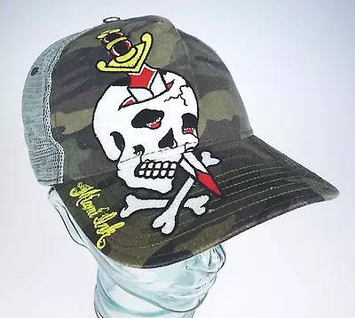 Miami Ink Camo Skull Dagger Sword Mesh Trucker Cap Snap Back Hat • $15.16