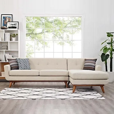 Modway Mid-Century Modern Upholstered Right-Facing Sectional Sofa In Beige • $1716.49