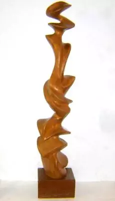 Mid Century Abstract Cubist Wood Carving Warrek 1972 Sculpture • $1499.99