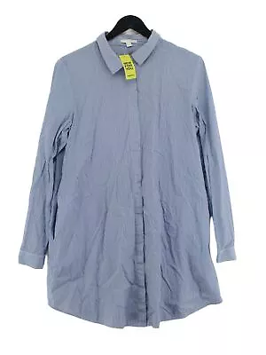 COS Women's Shirt UK 10 Blue Striped 100% Cotton Long Sleeve Collared Basic • £10.50