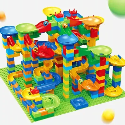 Marble Race Run Blocks Maze Ball Track Building Blocks Plastic Funnel Slide DIY • $54.90