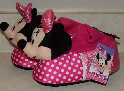 NEW NWT Girls Disney Minnie Mouse Shimmer Plush Sock Top Slippers SZ11-12 • $6.99