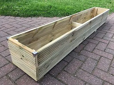 6ft JUMBO EXTRA LARGE Long Wooden Timber Decking Planter Heavy Garden Trough • £79