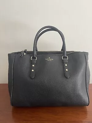 Kate Spade Black Leather Large Tote Bag With Long Strap • $80
