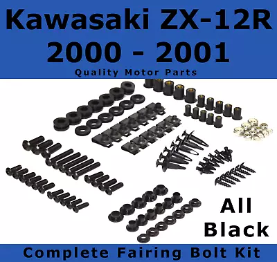 Complete Black Fairing Bolt Kit Body Screws For Kawasaki ZX 12 R 2000 - 2001 • $45.99