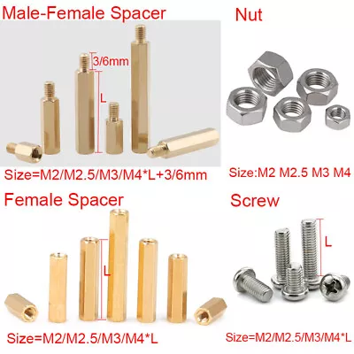 M2 M2.5 M3 M4 Copper Hex Standoff Spacer Brass Studs Cross Screw Nut PCB Board • $5.03