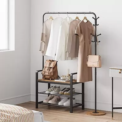 $66.49 • Buy 3-in-1 Entryway Coat Rack Shoe Bench Hall Tree With Storage Bench Clothing Rack