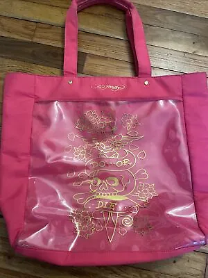 Ed Hardy “Do Or Die” Pink Gold Skull Beach Bag Tote! • $8