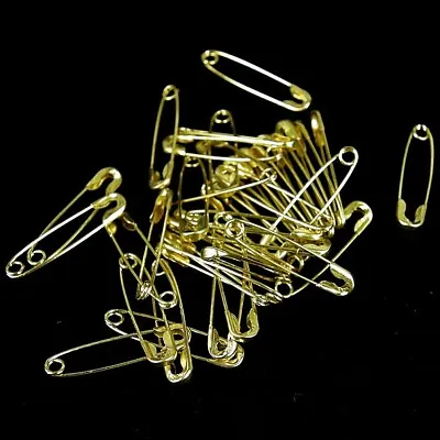 Small Safety Pins. Gold Colour 19mm Brass Metal Sewing Craft Mini Pack 100 • £2.65