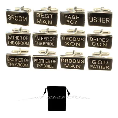 Black Silver Mens Wedding Cufflinks Cuff Link Groom Best Man Usher Page Gift  • £2.99