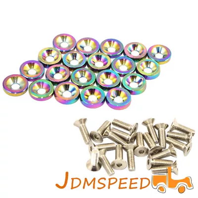 Jdm Aluminum 20pc Neo Chrome Cnc Billet Fender Washer Engine Bay Dress Up • $10.88