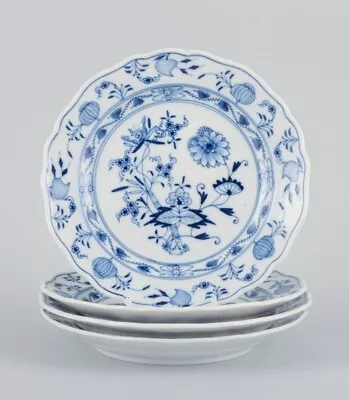 Meissen Germany Four Blue Onion Pattern Plates. Ca 1900. • $270