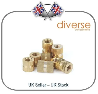 Brass Knurled Threaded Inserts M1.6 M2 M2.5 M3 M4 & M5 • £1.99