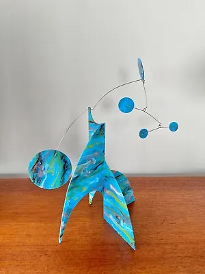 Blue Mid Century Modern Art Kinetic Stabile Sculpture • $100