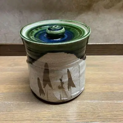 Japanese Tea Ceremony Mizusashi Oribe Pottery Vase Water Container Sado B-080 • $117.50