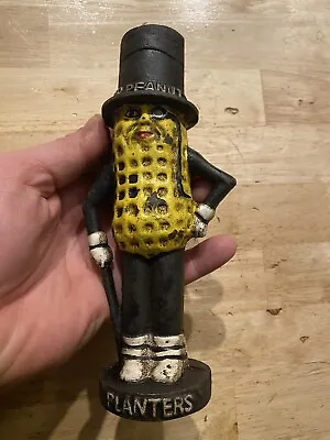 Mr. Peanut Cast Iron Piggy Bank Paperweight Collector Oil Gas PLANTERS MAN CAVE • $54.96