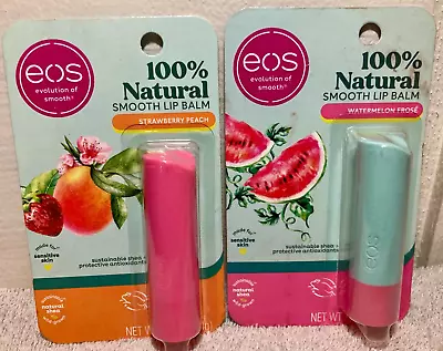 EOS 100% Natural Lip Balm Strawberry Peach + Watermelon Frosé - Mixed Lot Of 2 • $9.85