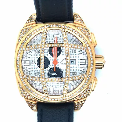 Authentic Techno Mania 3.5 CT Genuine Diamond Golden Stainless Checkered Watch • $2195
