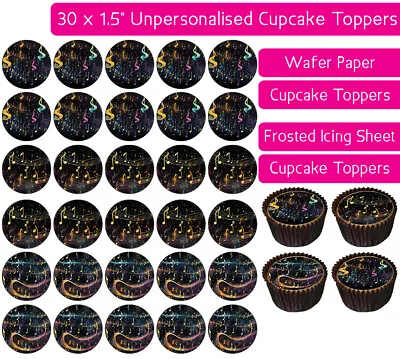 30 Musical Notes Edible Wafer & Icing Cupcakes Toppers Birthday Party Decor • £2.25
