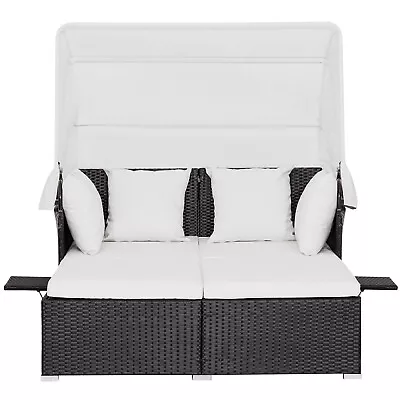 $349.90 • Buy Outdoor Rattan Daybed Sunbed Wicker Furniture Retractable Canopy Patio Sofa Set