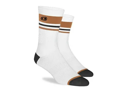 Crank Brothers Icon Mountain Bike Socks White/Brown/Black Small/Medium 37-42 • $14.81