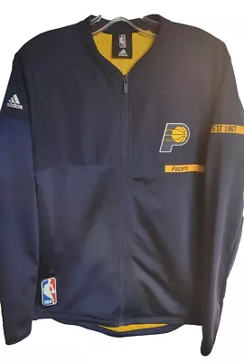 Pacers NBA Authentic Navy Blue On Court Team Issued Pro Cut Warmup Jacket SZ YXL • $39.99