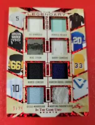 MIKE TYSON Kareem Abdul Jabbar JOE DIMAGGIO PALMER 8 JERSEY CARD LEAF ITG #9/25 • $167.95