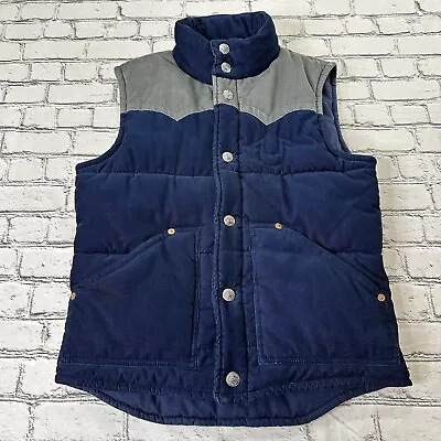 True Religion Carter Vest Jacket Logo Navy Blue Grey Corduroy Men’s Size Large • $119.95