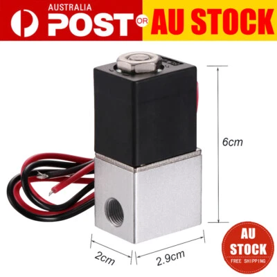 $14.99 • Buy Electric Solenoid Air Valve 1/8  2 Way Pneumatic Aluminum Gas Oil Liquid Wire AU