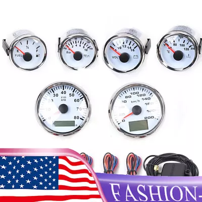 6 Gauge Kit GPS Speedometer Waterproof Fit Truck Car Marine Boat Yacht Universal • $126.90