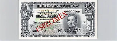 Uruguay Specimen 5 Pesos 2.1.1939 Pick 36 B S • $142.05