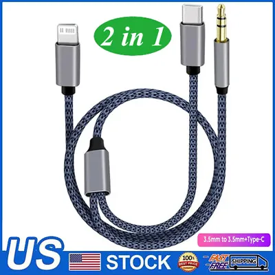 3.5mm To Type-C 8Pin IOS Car AUX Audio Cord Cable For IPhone 15 14 13 12 Pro Max • $9.99