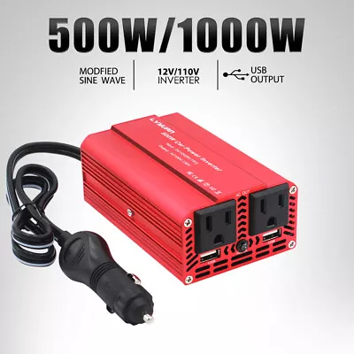 500W Car Power Inverter DC 12V To AC 110V 120v Adapter Converter 2 Usb 2 AC • $25.99