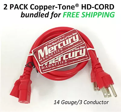 2PACK 2ft Heavy Duty Copper-Tone® Power Cord - Mercury Mag HiFi Guitar AC Cable • $32