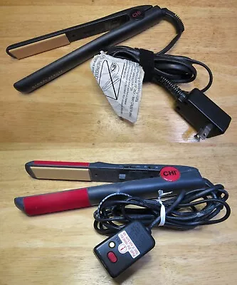 2-Chi Farouk Ceramic Flat Iron 1” Red Velvet Hair Straightener GF1538 & GF1001A • $49.95