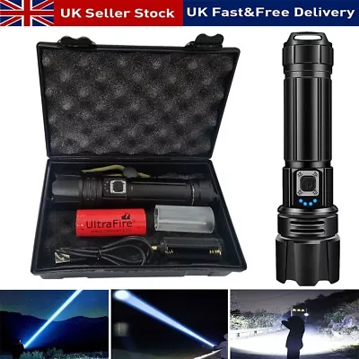 20000 Lumens LED Flashlight USB Rechargeable Super Bright Torch Lamp-High Power • £17.99