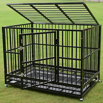 $199.99 • Buy 37 /42 /48  Heavy Duty Pet Cage Crate Kennel Metal Dog Playpen Portable W/ Tray