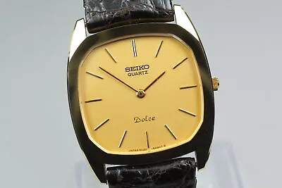 [Near MINT] VIntage 1980 SEIKO Dolce 6020-5250 Gold Quartz Mens Watch From JAPAN • $159.99