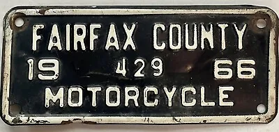$99.99 • Buy 1966 Fairfax County, Va, Virginia Motorcycle License Plate Topper City Tax Steel