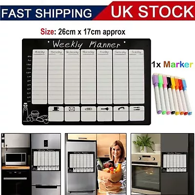 Magnetic Weekly Meal Planner Fridge Calendar Whiteboard Dry Erase Memo Board • £4.92