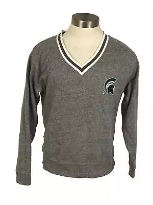 Michigan State University Gray V-Neck Sweatshirt Unisex Size Small • $8.82