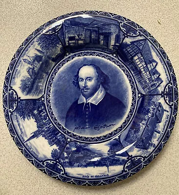 VINTAGE SHAKESPEARE ROWLAND & MARSELLUS ENGLAND PLATE 10 Inch Diameter Blue • $28.78