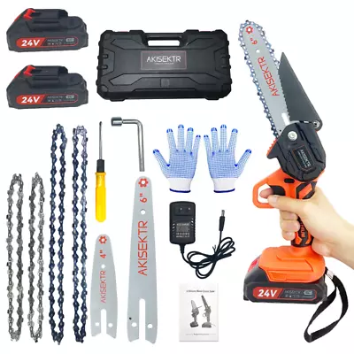 New Mini Chainsaw Cordless 4/6Inch Electric Chain Saw 24V 550W Battery Power  • $34.99