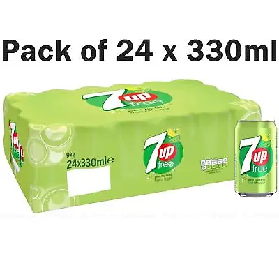 7UP Zero Sugar Sparkling Soft Drink Lemon Lime Taste Cans Seal Pack 24 X 330ml • £18.49