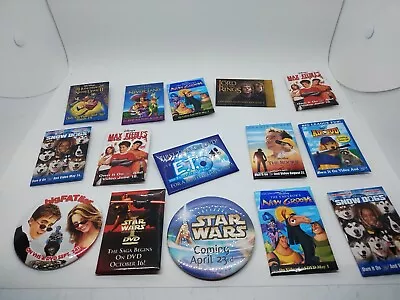 Movie DVD VhS Video Release Promo Pins Buttons Lot Of 15 Disney Star Wars ET • $27.60